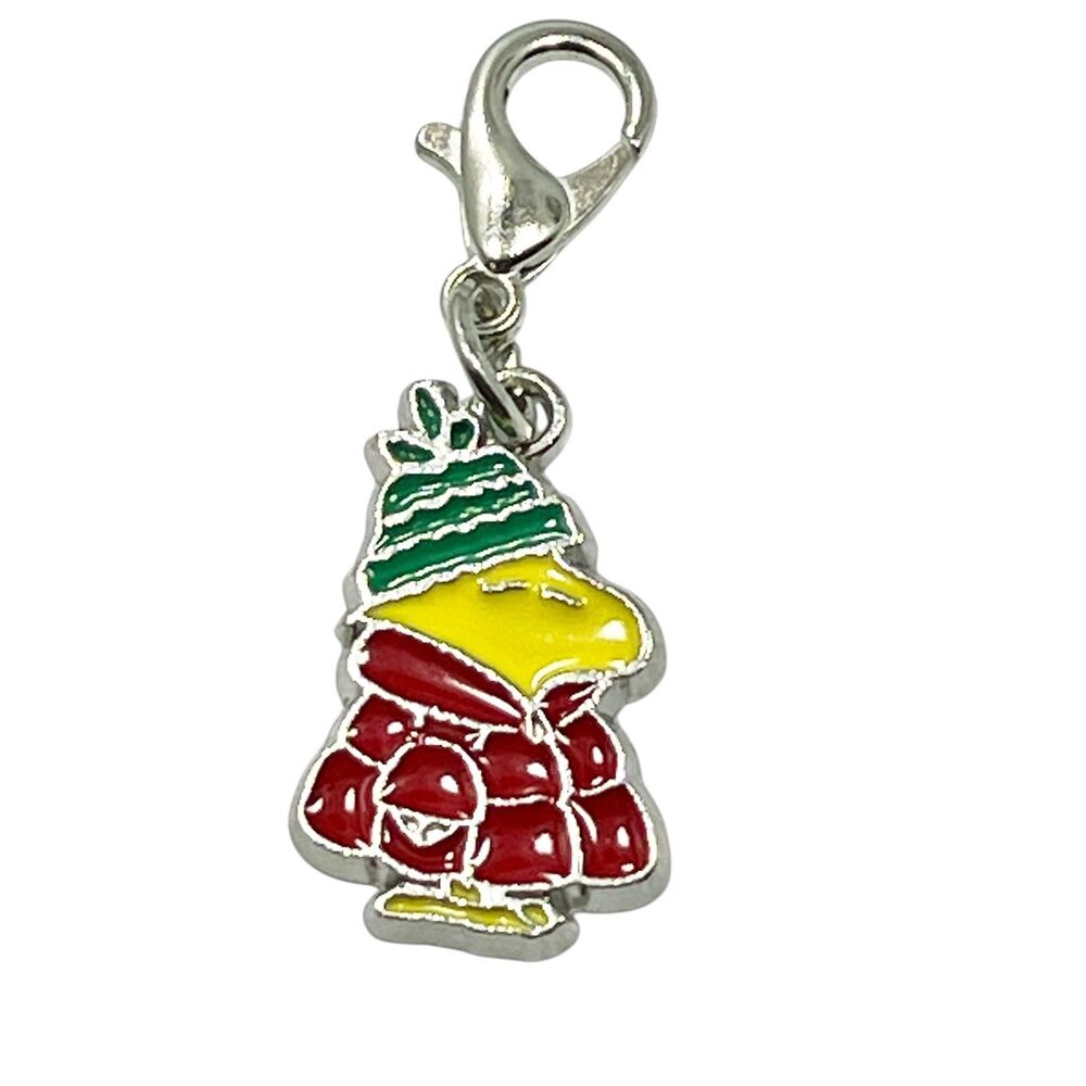 Peanuts Snoopy Woodstock Bird Clip On Charm Zipper Pull Bag Purse Signed Enamel